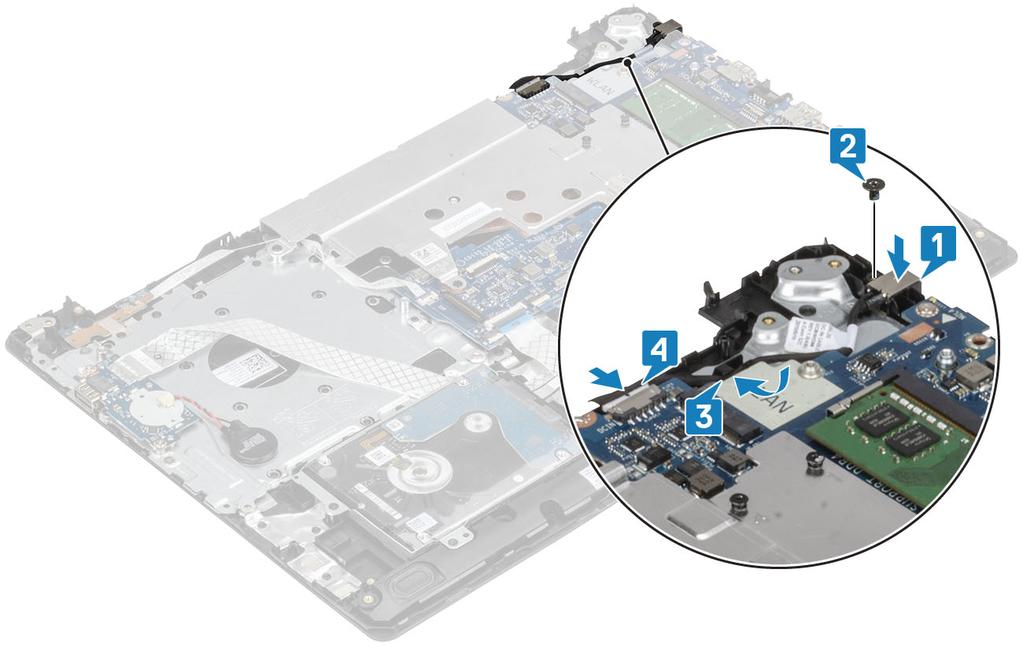 Näytön takakansi Näytön takakannen irrottaminen Edellytykset 1 Noudata Ennen kuin avaat tietokoneen kannen -kohdan menettelyä. 2 Irrota SD-kortti. 3 Irrota rungon suojus.