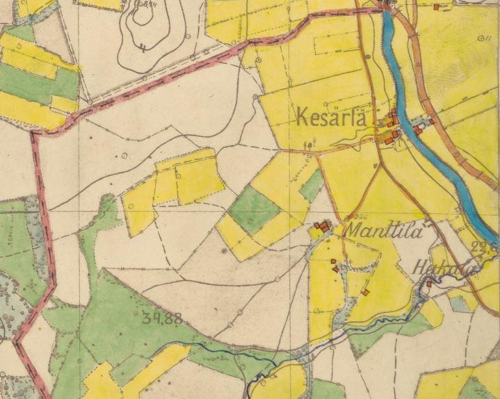 Vuonna 1883 - Kylän alueella näkyy paljon uusia peltoalueita sekä asutusta. - Torppia perustetaan useita 1800-luvun aikana.