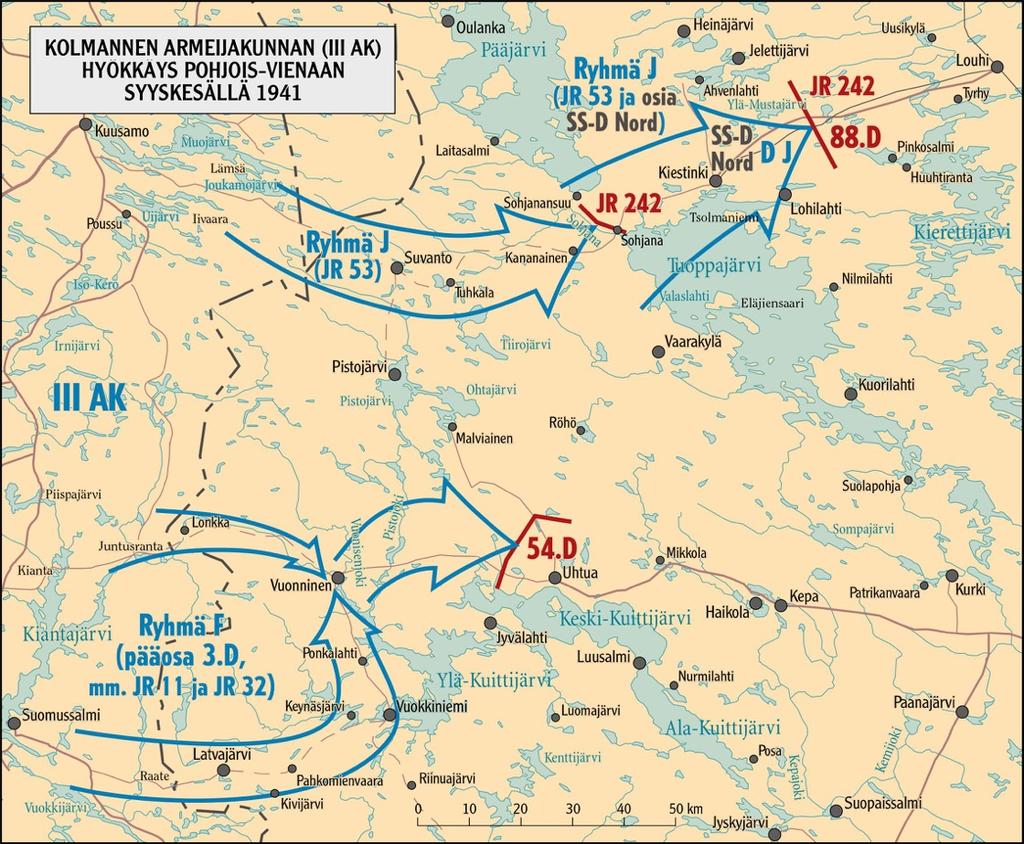 SAKSAN NORJAN ARMEIJAN SIVUSUUNNAN SIVUSUUNNASTA ARMEIJAN PAINOPISTESUUNTA HEINÄKUUSSA - Armeijankomentajan von Falkenhorstin päätös 19.7.