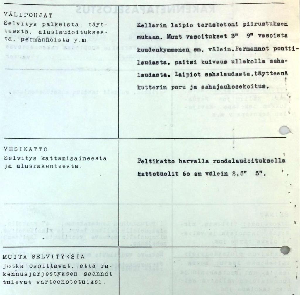 9 (47) Kuva 2. Rakennustapaselostus sivu 2 (Koponen 1955) 2.3 Korjaushistoria Taloa on lisälämmöneristetty vuosien saatossa.