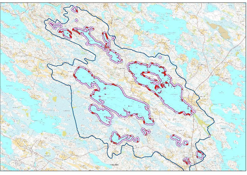 Rantametsien käsittely Rantaviivaa noin 100 km Rantavyöhykettä