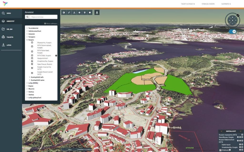 Kuopiossa kaupungin rakennukset on mallinnettu LOD2-tarkkuustasolla, ja niitä ylläpidetään Terrasolid-ohjelmistolla. Mallinnettuja rakennuksia on n 16500 kpl.