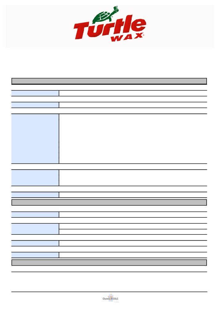 KÄYTTÖTURVALLISUUSTIEDOTE EU-asetuksen 453/2010 mukainen KOHTA 1: Aineen tai seoksen ja yhtiön tai yrityksen tunnistetiedot 1.1 Tuotetunniste Tuotenimi ; tuotenumero 300.118 1.