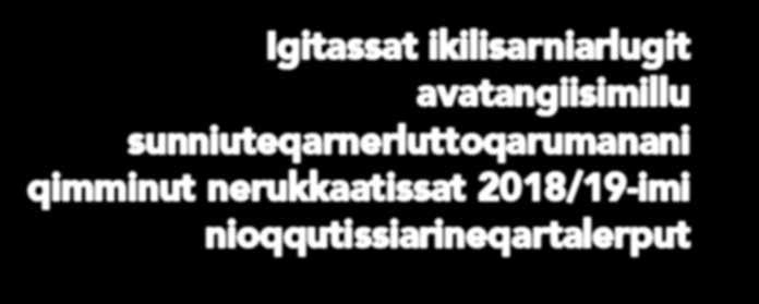 000 0 2014/15 2015/16 2016/17 2017/18 2018/19 Ukiumi naatsorsuiffiusumi Pitsaasut ApS suliffeqarfissup KNI-p suliffiutigilerpaa Ukiumi naatsorsuiffiusumi savaaqqat 18.