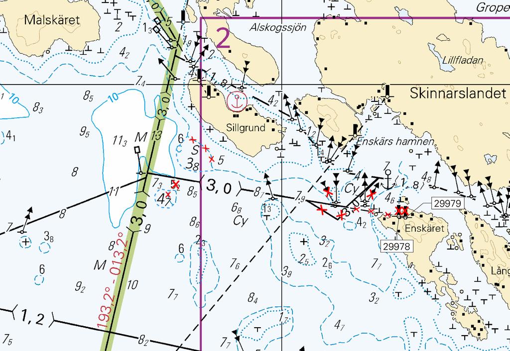 Kuva viitteeksi, karttaotteet ei merikartan mittakaavassa / Bild för referens, kortutdrag inte i sjökortets skala / Image for reference, chart extracts not to scale of chart ( Traficom,