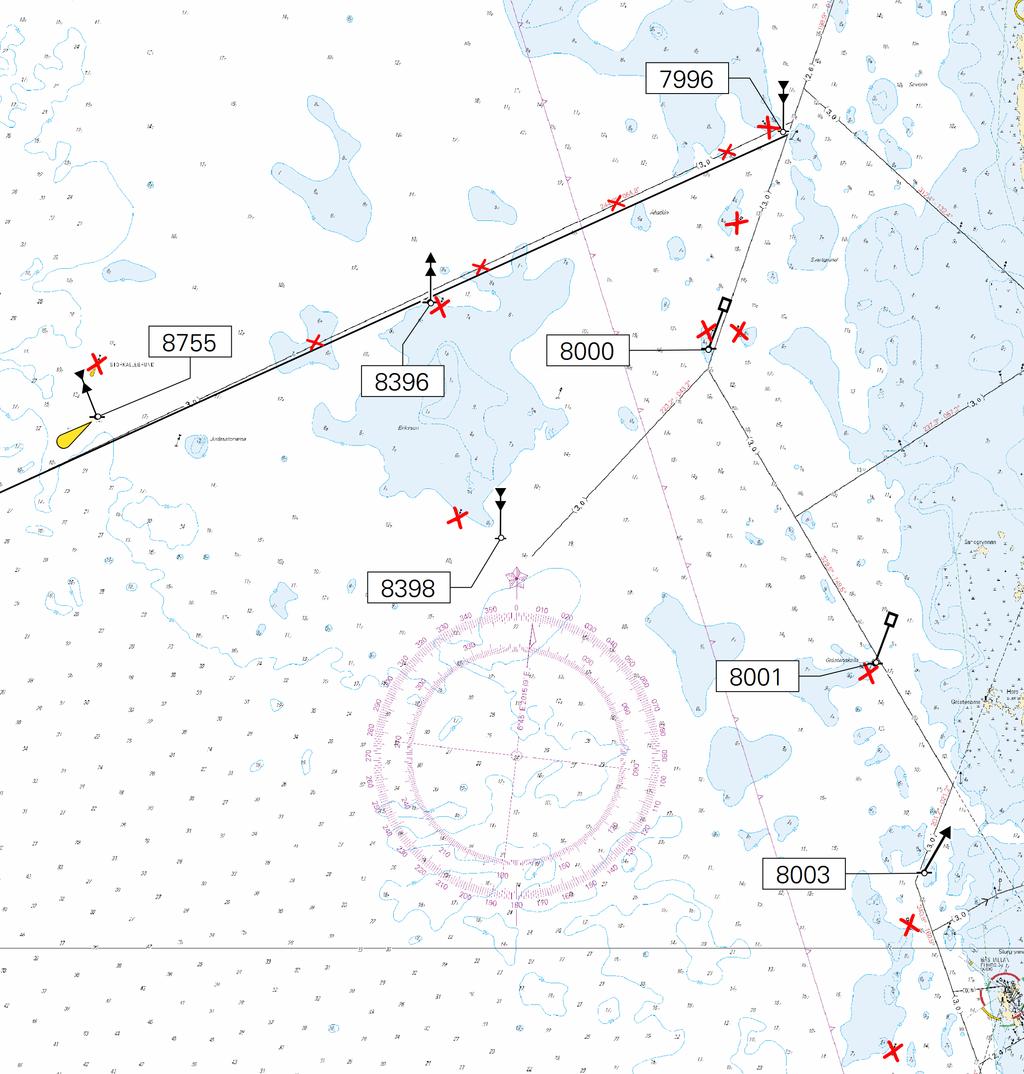 Kuva viitteeksi, karttaotteet ei merikartan mittakaavassa / Bild för referens, kortutdrag inte i sjökortets skala / Image for reference, chart extracts not to scale of chart ( FTA, Vaasa/Vasa 2018 )
