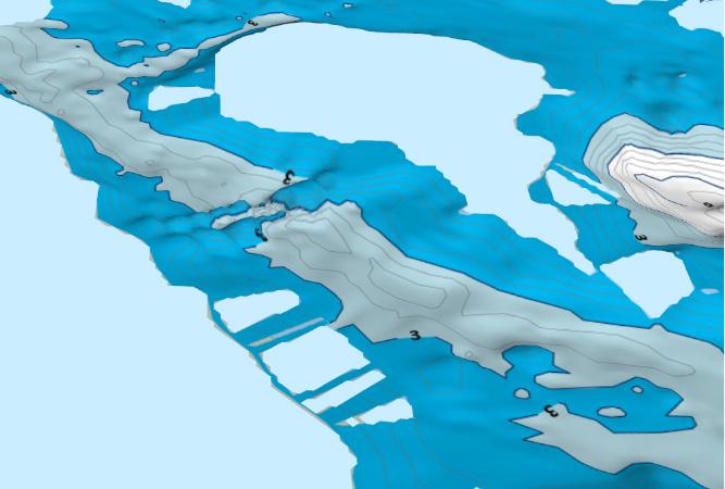Kivijärven kaikuluotauksista koostettu pohjan syvyys- ja rakennekartta on kuvassa 96. Kuvassa on rikkonaisuutta alueilla, joita ei ole kartoitettu.