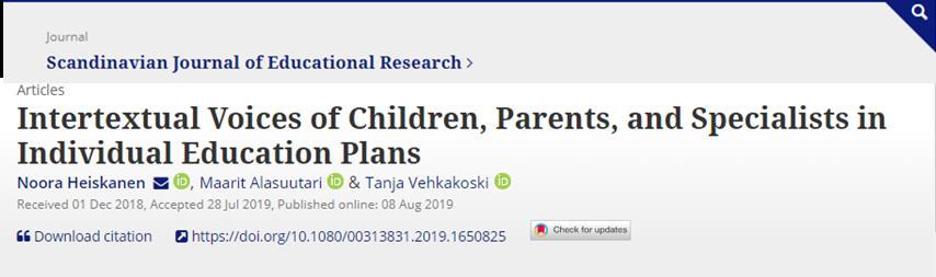 Väitöskirja Children s needs for support and