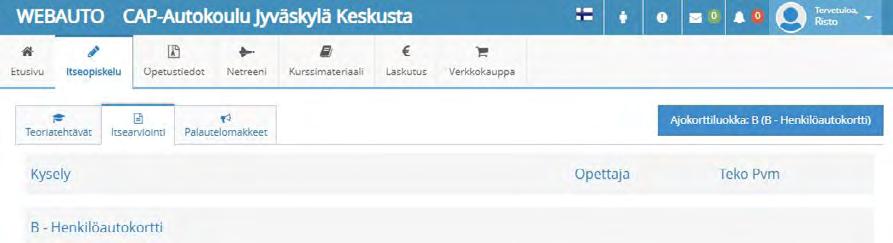 min. 4. Kun olet suorittanut pakollisen teoriaosuuden, voit jatkaa itseopiskelulla. Suositus on, että suoritat 4 verkkotuntia (turvallisuuskoulutus) ennen itseopiskeluun siirtymistä.