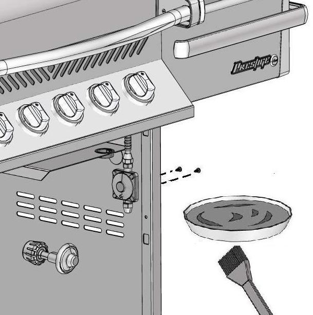 66 Instruktioner för läcktest VARNING! Läcktest måste utföras årligen samt var gång en tub ansluts eller om någon del av gassystemet byts ut. VARNING! Använd aldrig en öppen låga för att leta efter gasläckor.