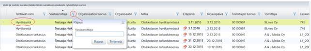 3.2 Laskun siirto tarkastajalta/hyväksyjältä toiselle Voit siirtää kierrossa olevan laskun tarkastajalta toiselle tai hyväksyjältä toiselle esim.