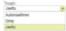 Valitse laskentatunnisteet ja syötä %-sarakkeeseen arvo 100, jos koko laskun summa tiliöidään valitulle tilille: 7.