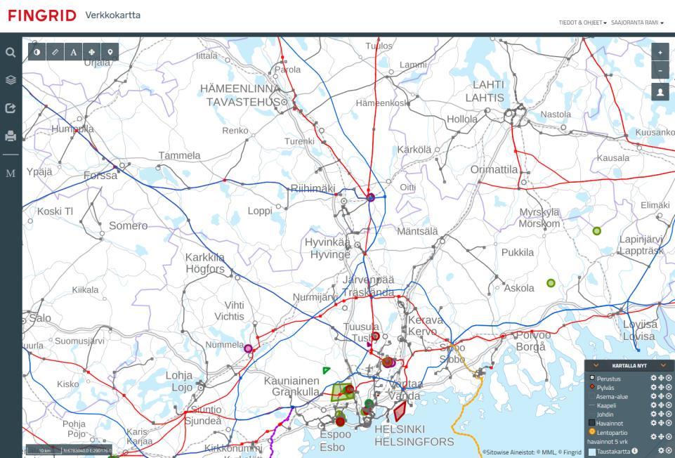Oma Fingrid kehittyy Palveluun integroidaan uusia palveluja: Verkkokartta on nettikartta, jossa