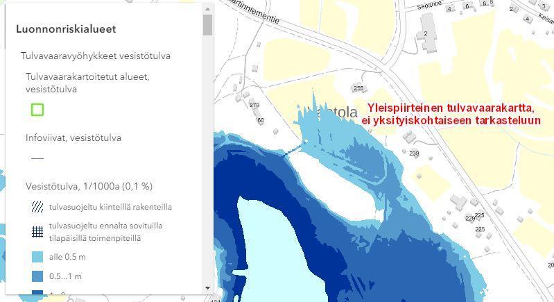 6 Alla olevasta kartasta näkyy, että muutoinkaan alueella ei ole tulvavaaraa. 4.