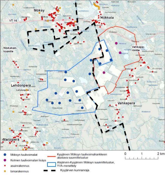 6.3 Möksyn tuulivoimayleiskaava Ilmatar Alajärvi-Möksy Oy on jättänyt Kyyjärven kunnalle kaavoitusaloitteen (päiväyksellä 20.5.