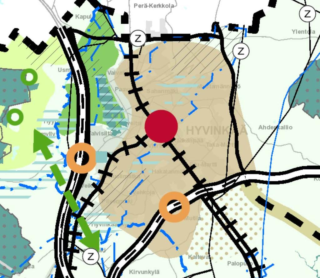 3.6. Olemassa olevat kaavatilanteet Maakuntakaava Kuvassa Uudenmaanmaakuntakaavayhdistelmä, suunnittelualue ympyröitynä valkoisella.