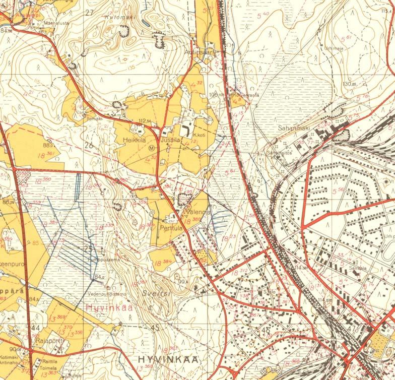 Osallistumis- ja arviointisuunnitelma 11:033 Kuva: Paavolan ja Vieremän alue vuoden 1960 peruskartassa. Paavolan tilan päärakennus on 1920-luvun alusta asti ollut Hyvinkään kaupungin omistuksessa.