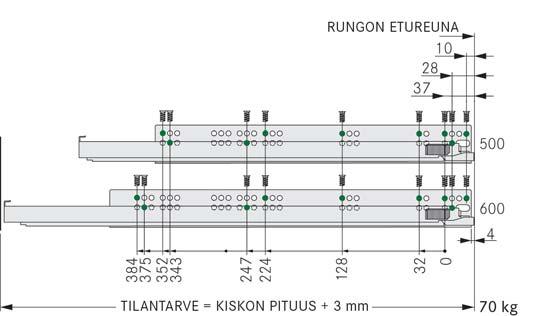 Vionaro- tai puulaatikon kanssa Pari Mitoitus 70 70 DYNAPRO 70 mm laatikon 40 kg kisko 300 70 DYNAPRO 300 mm laatikon 40 kg kisko 350 704 DYNAPRO