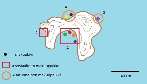 Kuva 8. Norppien makuupaikkoja.