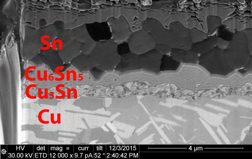 72 Figure 44: A FIB grain contrast image of the sample B-5. If the polishing process is successful, the Sn grains can be visible.