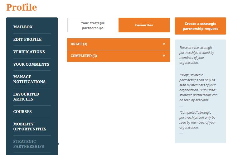 Luo strateginen kumppanuushanke -pyyntö Valitse Luo strateginen kumppanuushanke - pyyntö Strategiset