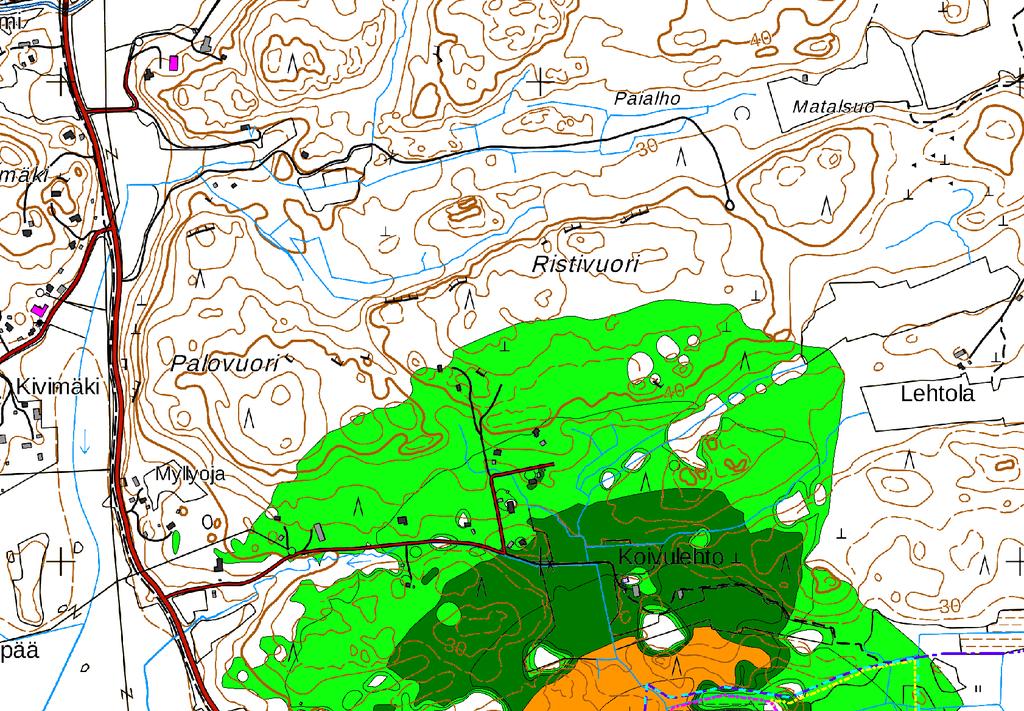 LOUHINNAN JA MURSKAUKSEN MELULÄHTEET Äänitaso Kenttävaihtoehto A: Poraus, toiminta-aika klo 7-21, 50% ajasta, LwA = 121 db Rikotus, toiminta-aika klo 8-18, 50% ajasta, LwA = 123 db Kiviaineksen