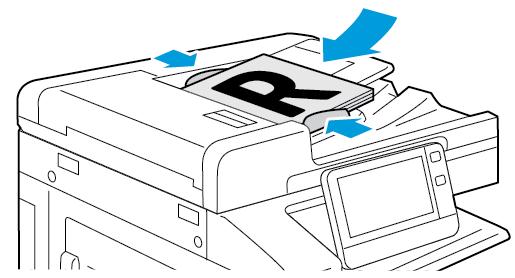 Xerox -sovellukset Originaalien syöttölaitetta voidaan käyttää joko yksittäisten, monisivuisten tai kaksipuolisten originaalien syöttämiseen. Poista arkeista nitomanastat ja paperiliittimet.
