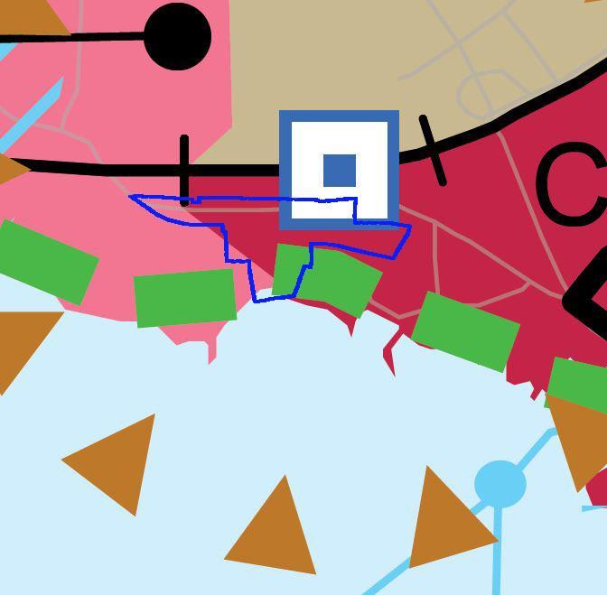Ote Pirkanmaan maakuntakaava 2040. Likimääräinen kaavarajaus on osoitettu sini- KUVA 16: sellä. Maakuntakaavassa alueella on seuraavat merkinnät: Keskustatoimintojen alue (punainen).