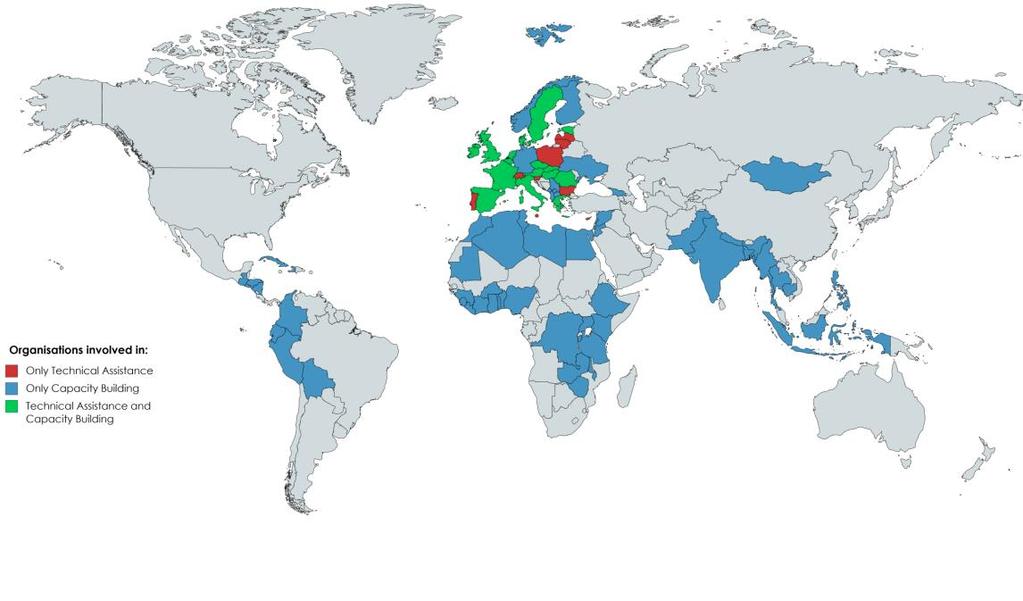 Kaavio 1: Teknistä apua ja valmiuksien kehittämistä koskevat hankkeet EU:n vapaaehtoisapua koskevassa aloitteessa vuosina 2015