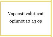 Vapaasti valittavat opinnot Vapaasti valittavia opintoja vähintään sen verran, että tutkinnon minimilaajuus 180 op täyttyy Voivat olla mitä tahansa mielenkiintoisilta tuntuvia Vaasan