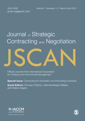 JSCAN Vol 2, Numbers 1-2, 2016 Special Issue: Contracting for Innovation and Innovating Contracts Guest Editors: Thomas D.