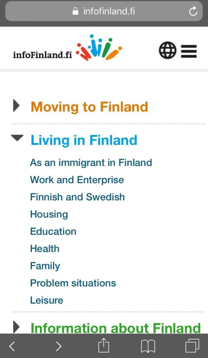 InfoFinlandin sisällöt Muutto Suomeen Elämä Suomessa Maahanmuuttajana Suomessa Työ ja yrittäjyys Suomen ja