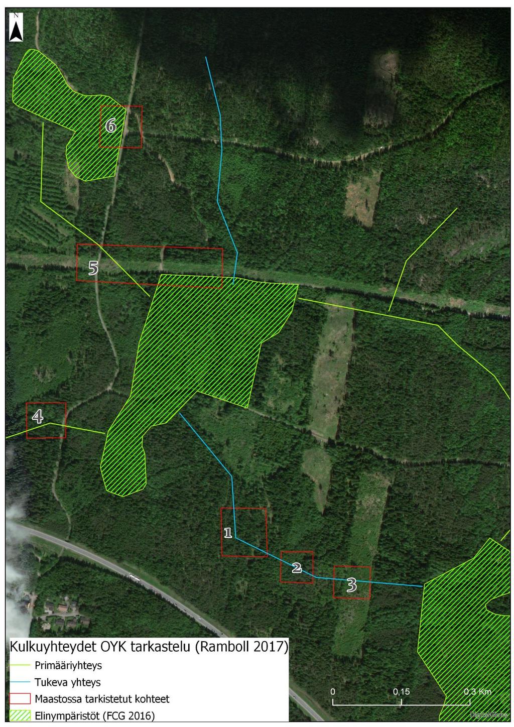 LIITTEET LIITE 1: Kartassa on esitetty Lamminrahkan hankesuunnitelmaan liittyvän liito-oravan kulkuyhteyksien