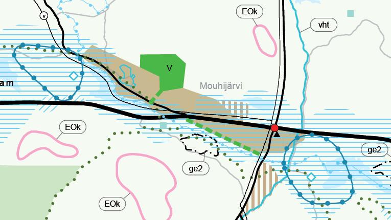 Sastamalan kaupunki 3 KUVA 3: Ote maakuntakaavasta, suunnittelualueen keskeinen osa ympyröity Yleiskaava Alueella ei ole voimassa olevaa yleiskaavaa, mutta Mouhijärvi Häijää