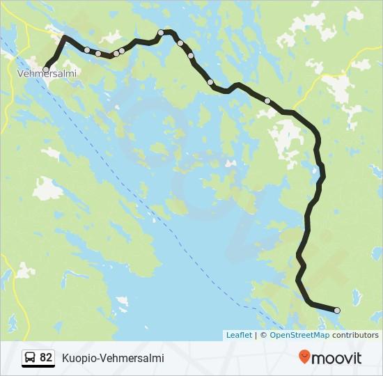 Kohde: Vehmersalmi P Koistinlahti 11 pysäkkiä NÄYTÄ LINJAN AIKATAULUT Vehmersalmi P Linnatie 2, Vehmersalmi Koskenniemi I Piiponniemi (Vehmersalmi) I Suoharju I Putroniemi I 82 bussi Aikataulu