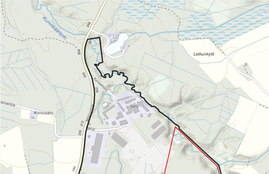 3 ALUEEN SIJAINTI JA VAIKUTUSALUE Suunnittelun kohteena oleva alue on kooltaan n. 47,7 ha, josta laajennusaluetta 14,3 ha.
