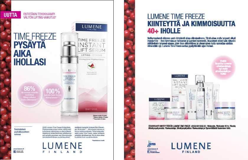 Case Lumene Time Freeze Media mix Magazines Evita Kodin