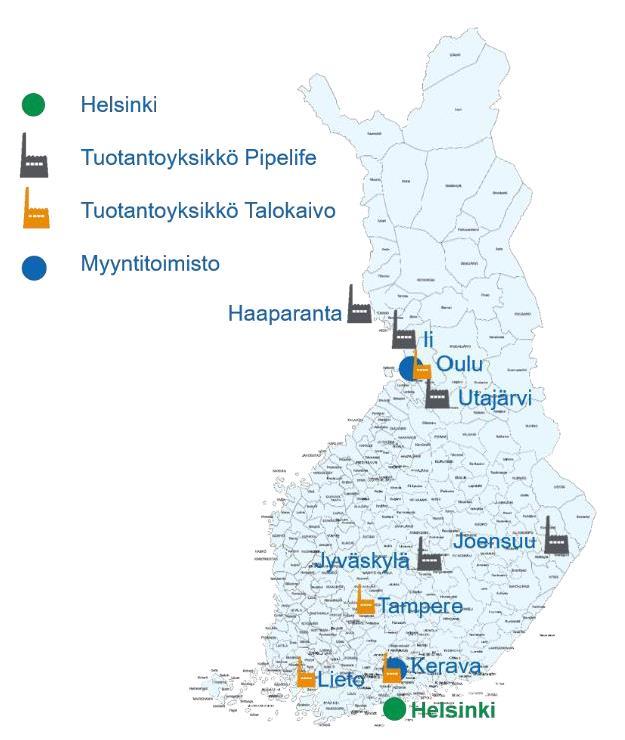 2 PIPELIFE FINLAND OY 2.1 Pipelife Finland Oy Pipelife Finland Oy on Suomen johtava LVI-tuotteita valmistava ja markkinoiva yritys.