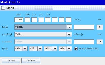 sivu 6 5. Maalien ja rangaistusten kentät aukeavat nyt sekä itse ruutua klikkaamalla että Lisää - napeista. Editoida voi klikkaamalla kyseistä tietoriviä.