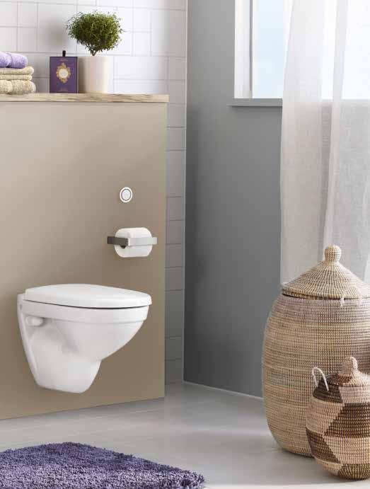 2-toiminen huuhtelu. Hygienic Flush -huuhtelu ja avoin huuhtelukaulus helpottavat WC-istuimen puhtaanapitoa.