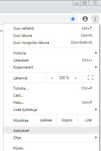 Chrome asetuksissa ei ole estetty kolmannen osapuolen evästeitä, koska