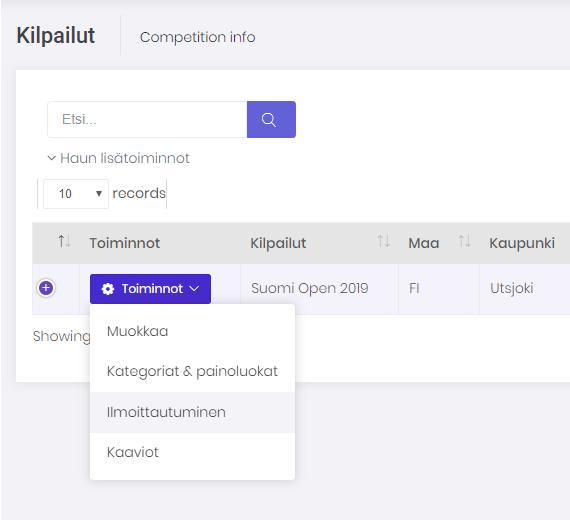 6 12. Klikkaa oikealla ylhäällä olevaa +Ilmoita kilpailijoita -painiketta, kts. kuva alla. 13.