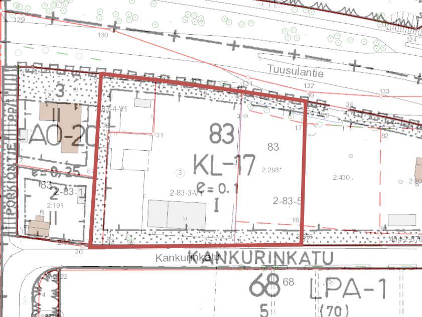 Maanomistus Suunnittelualue on kokonaisuudessaan kaupungin omistuksessa. Maakuntakaava Uudenmaan vahvistettujen maakuntakaavojen yhdistelmässä suunnittelualue sijoittuu taajamatoimintojen alueelle.