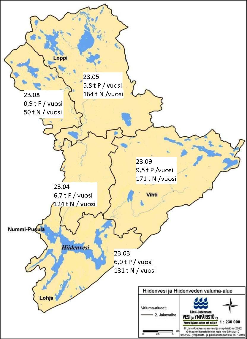 14 % Hiidenveden valuma-alue, kokonaisfosfori 11 % 3 % peltoviljely + pellolle levitetty lanta muun maa-alueen taustakuormitus, metsätalous ja muut tuntemattomat kuormituslähteet haja-asutus Lähde: