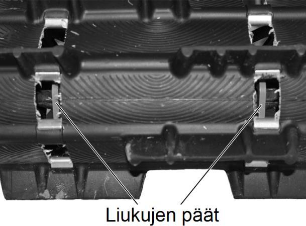 MOOTTORIKELKAN HUOLTO Telamaton huolto Telamaton suuntaus Tarkasta päivittäin telamaton kunnon lisäksi myös sen suuntaus.