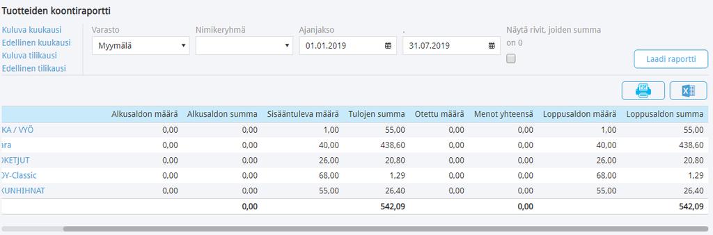 Syötä sen kauden viimeinen päivä, jolta haluat laatia raportin, kauden pituus kuukausina sekä tarkasteltavien kausien lukumäärä.