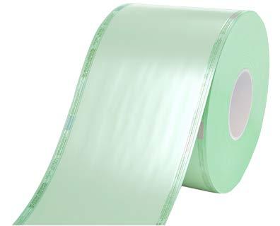 Steriking-sterilointiletku Steriking litteät paperi-laminaattirullat on valmistettu läpinäkyvästä vaaleanvihreästä Multi- X9 muovikalvosta ja vettähylkivästä 70 g/m 2 medical-erikoispaperista.