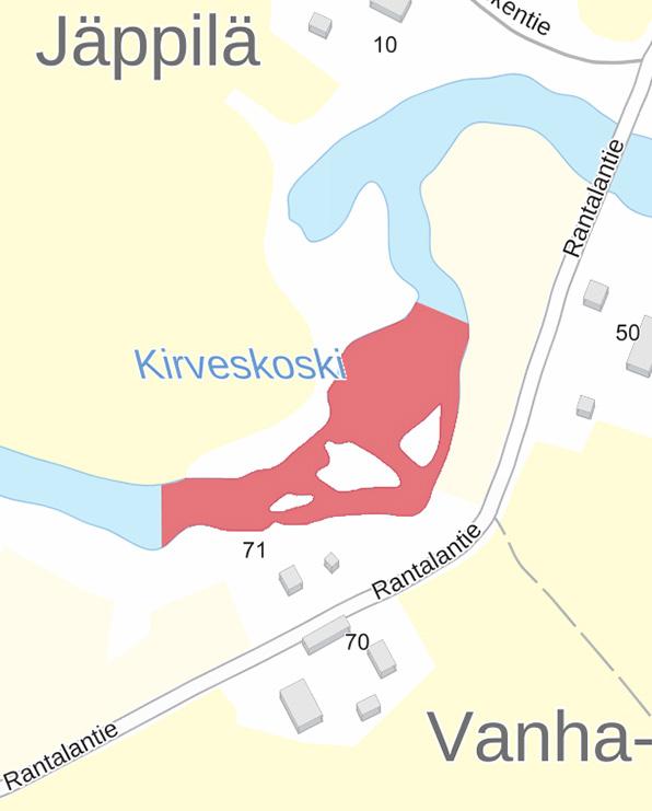 114 Kirveskoski, Pornainen Kirveskoskessa rajoitusalueeksi on merkitty kivikkoinen koskialue