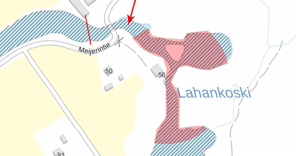 fi -palveluun voimalaitospadosta alaspäin. Koski alkaa kuitenkin nuolella merkitystä putouksesta.