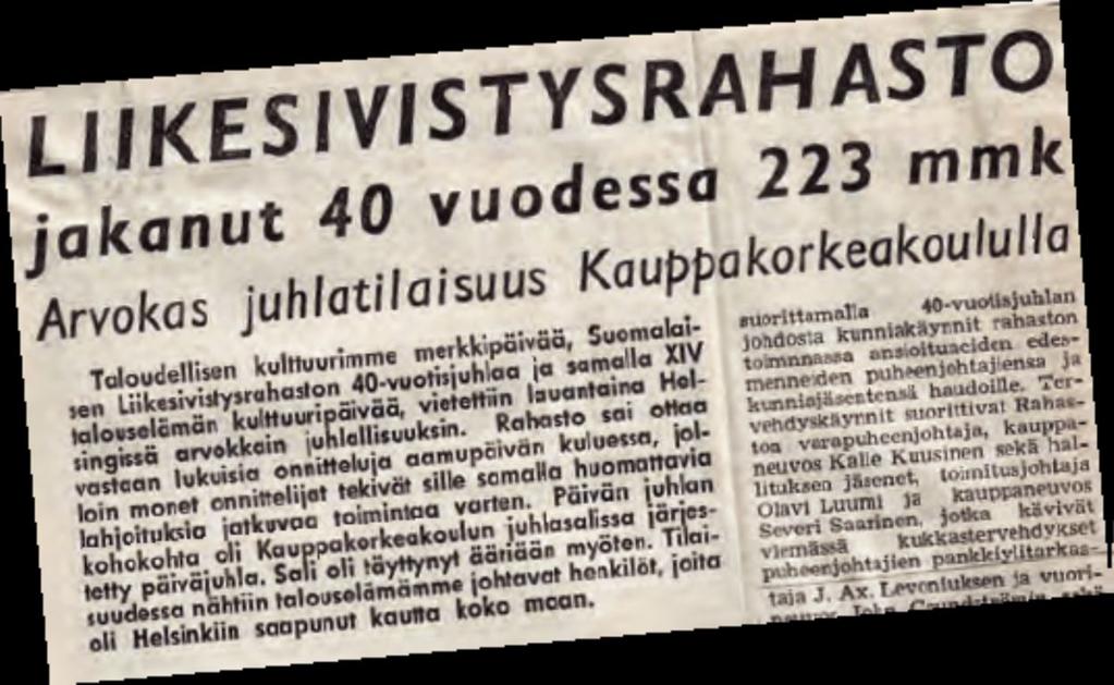 40-vuotisjuhlakeräys tuotti n.